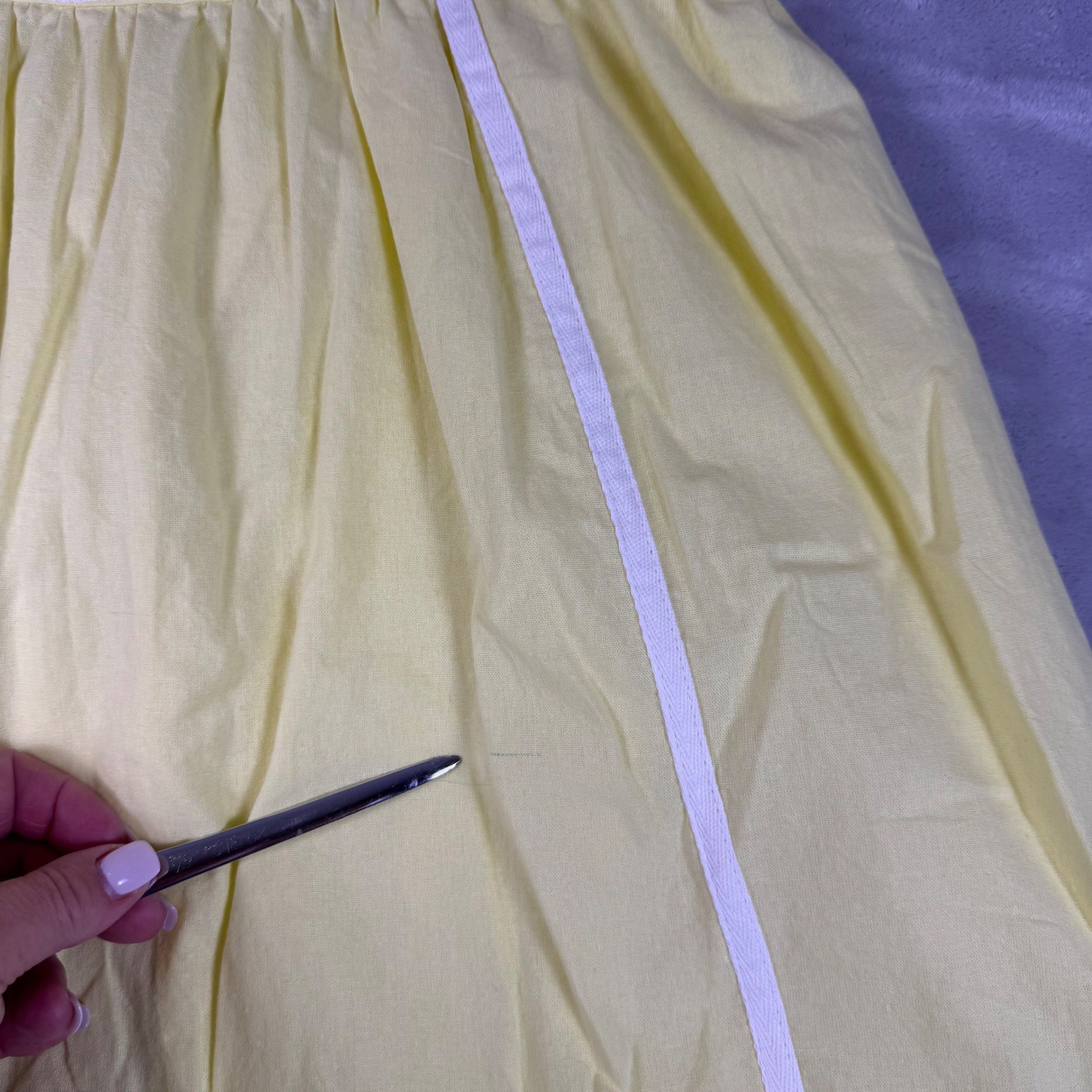 Billy J Baina Midi Dress Yellow White Contrast Piping Sun Dress Women 14 NWT*