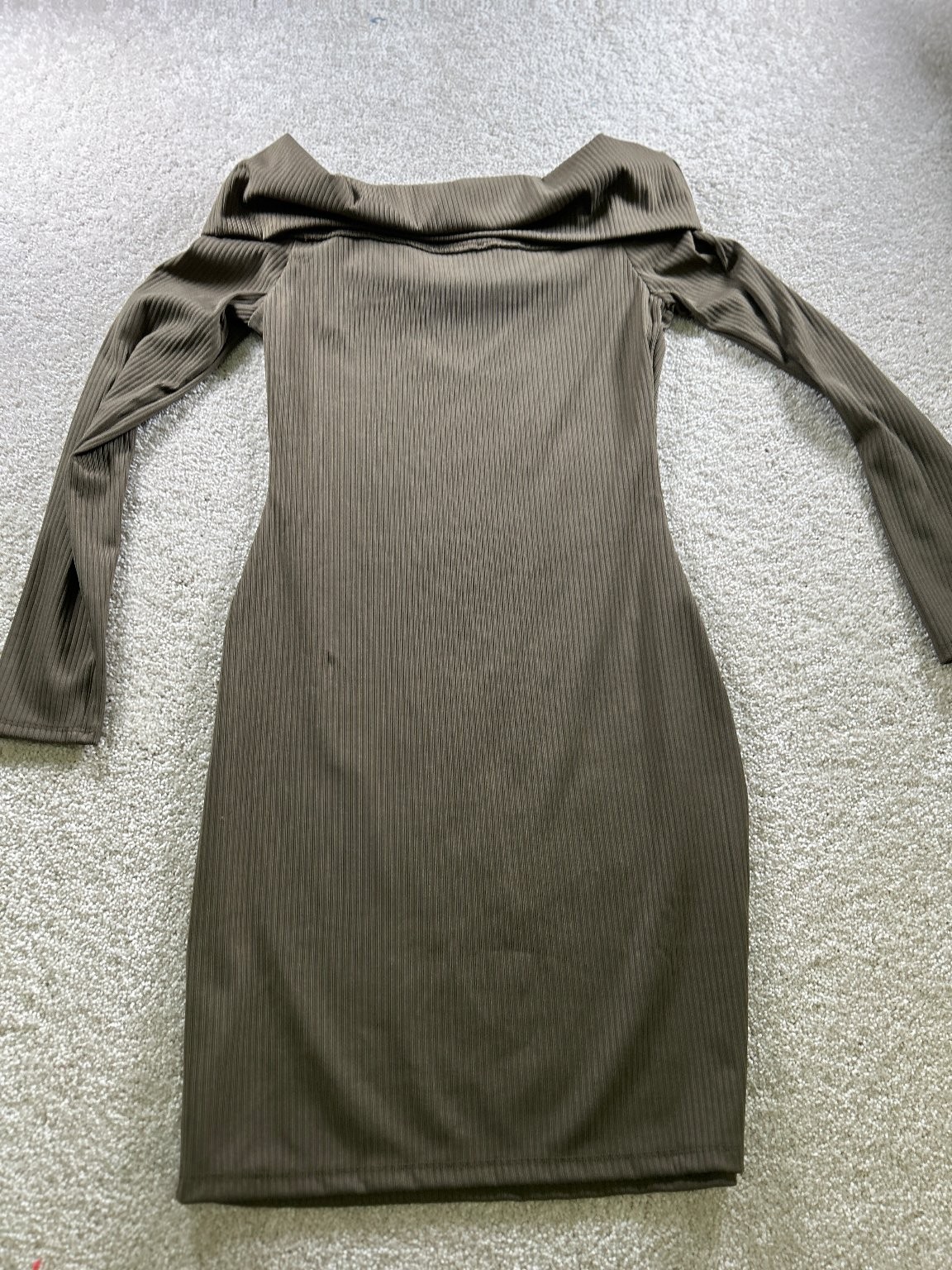 Haute Monde Women’s Brown Medium Ribbed Knit Cowl Neck Dress