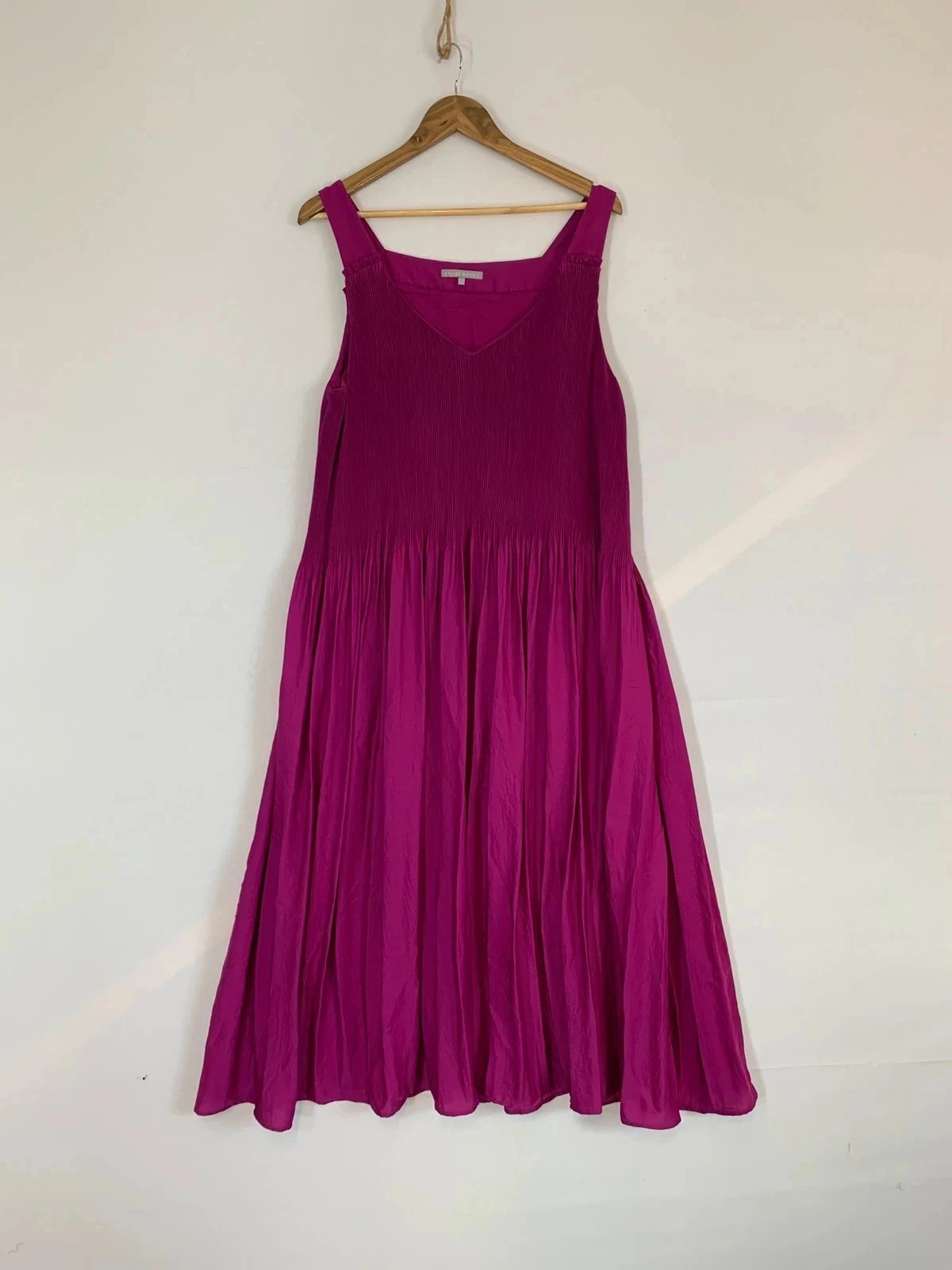 Oliver Bonas Swing Midi Dress 14 Purple Plisse Satin V Neck Floaty Layering