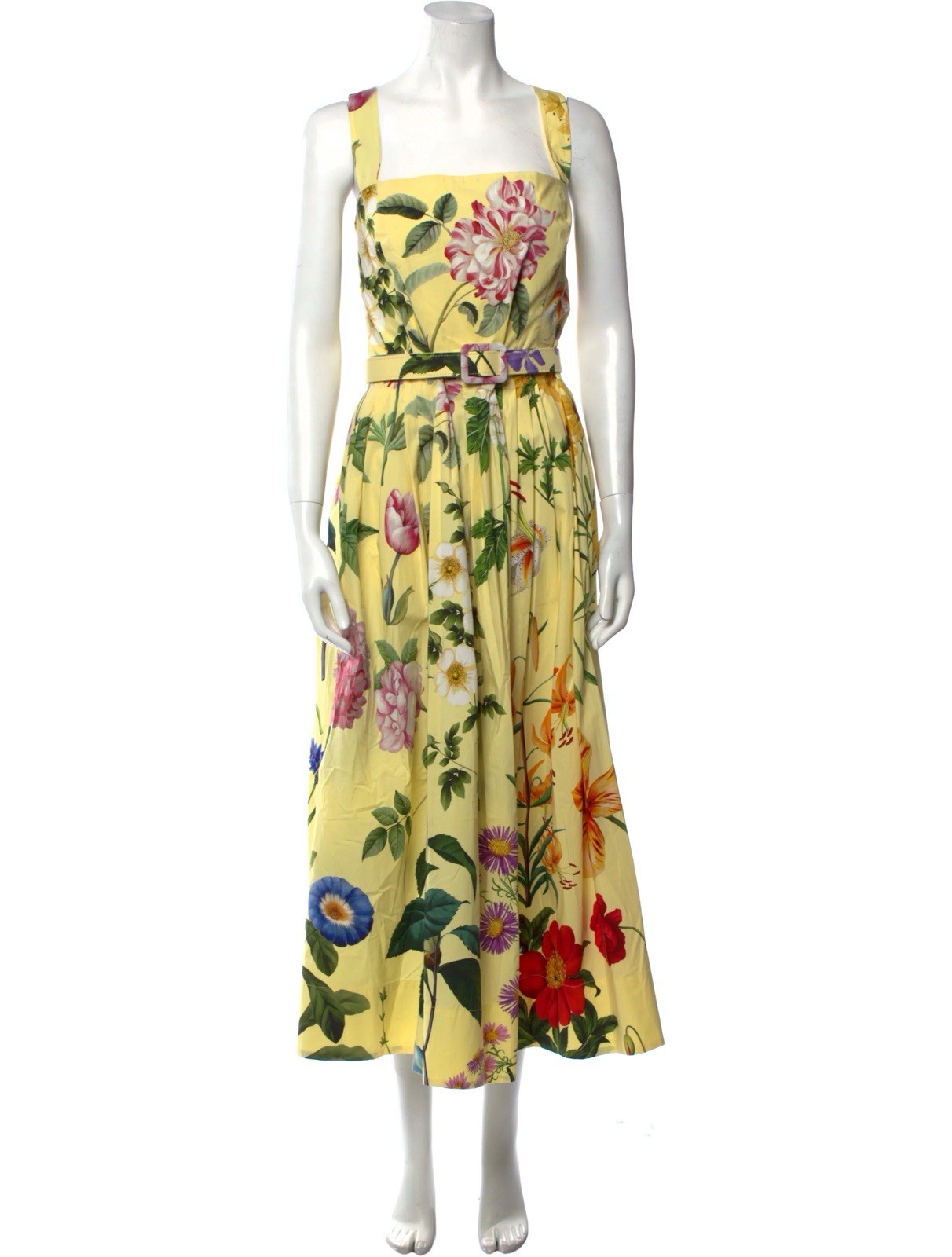 Oscar De La Renta Yellow Floral Dress