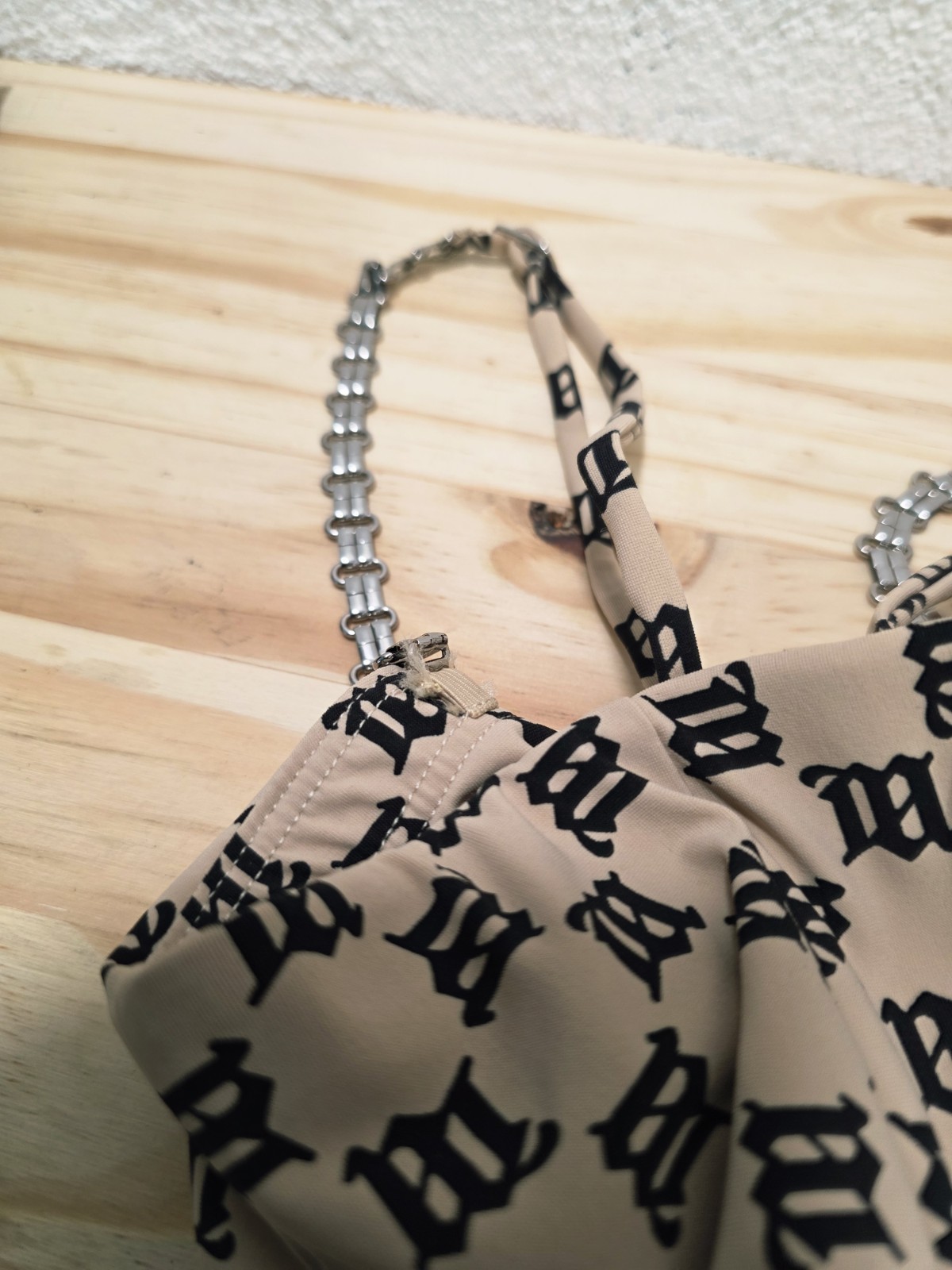 MISBHV Beige & Black Logo Monogram Mini Dress XS