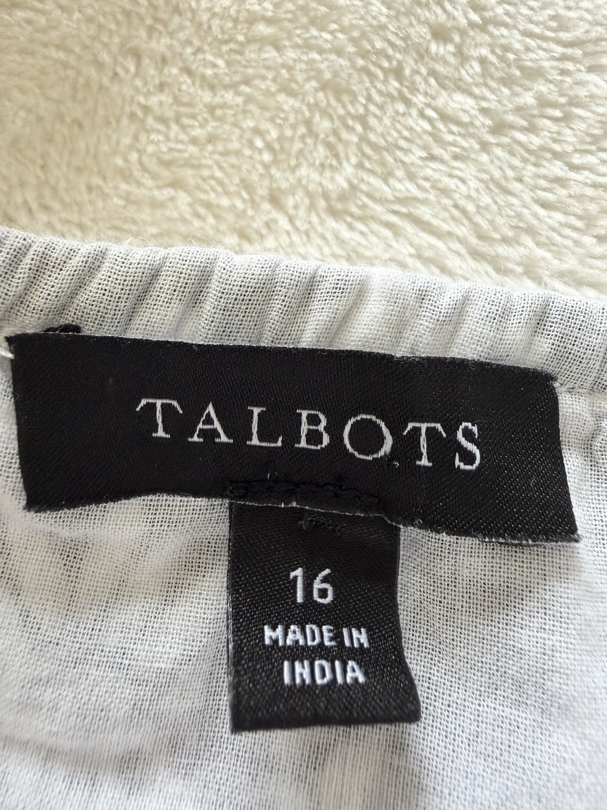 Talbots Size 16 Tiered Fit & Flare Dress Distressed Jacobean Navy White