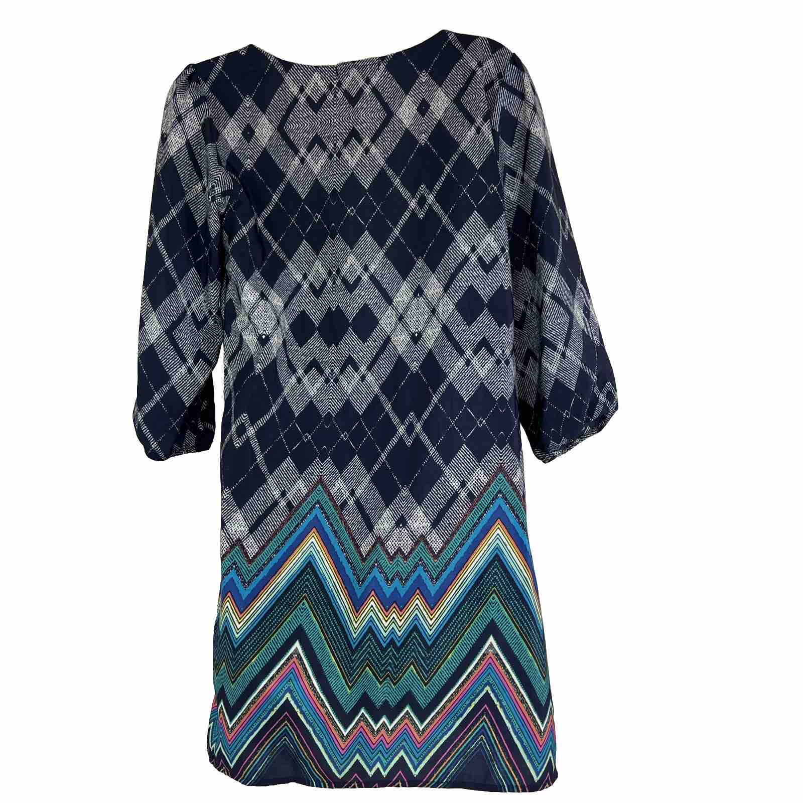 Be Bop Shift Dress Women’s Medium Half Sleeve Knee Length Lightweight Geometric