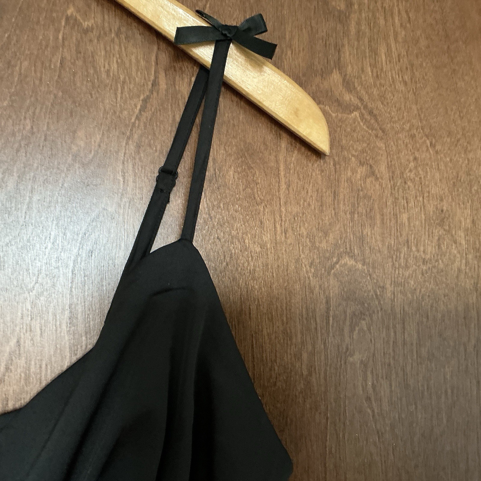 Crystal Doll Black Satin Maxi Slip Dress Bow Straps Size L Party Prom NWT $120