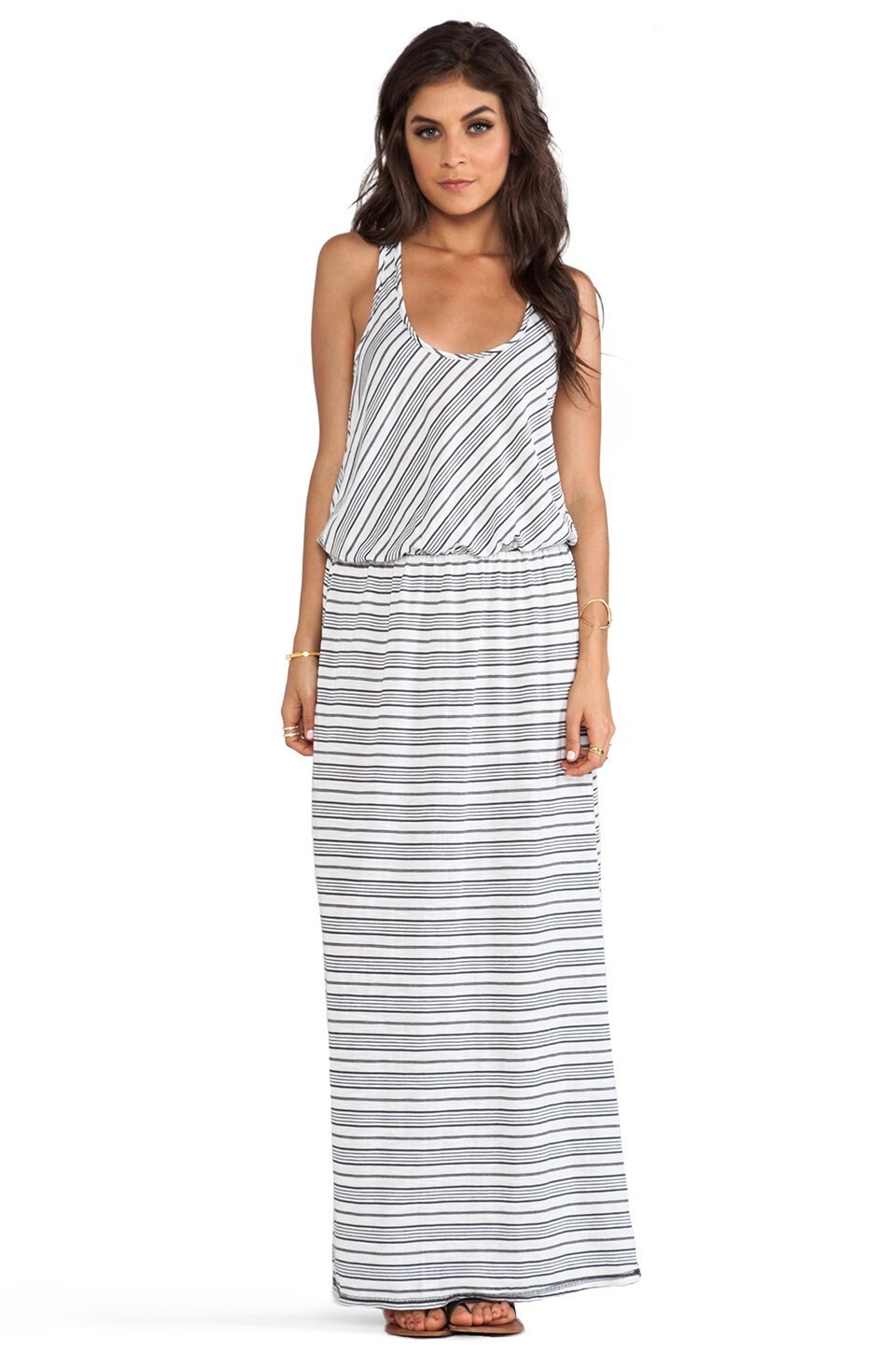 NWT Michael Stars Racerback Maxi in Ship Abbot Kinney Stripe Mesh Back Dress S