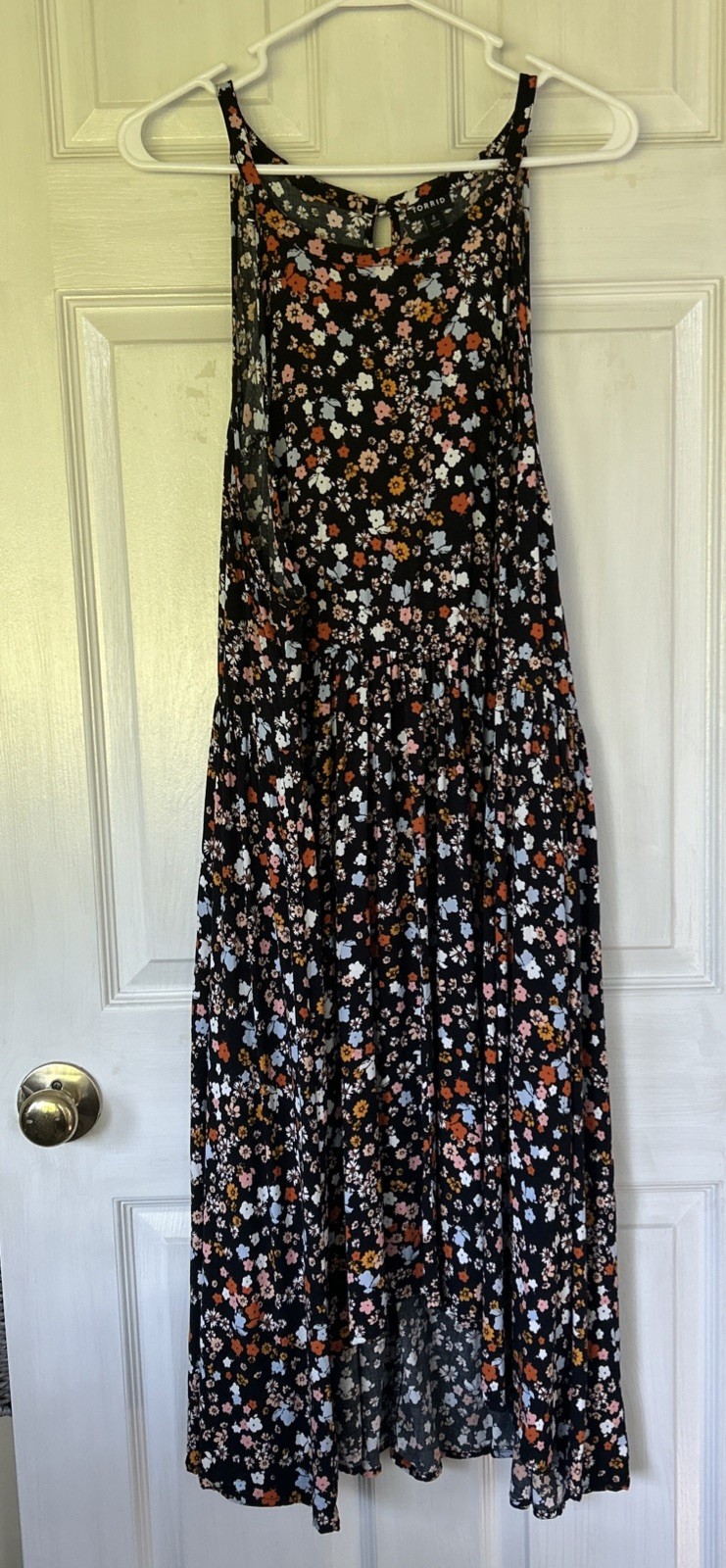 Torrid Black Floral Dress Plus Size 4 Summer Casual Boho Cottage Hi-low Hemline