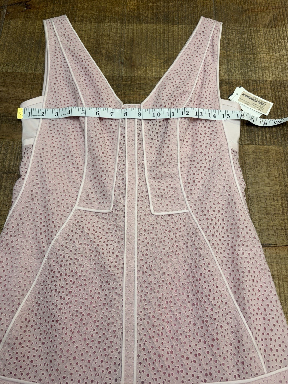 J. Mendel Pink V-Neck Eyelet Stretch Cotton/Lycra Knee Dress Sz 6 R142D29