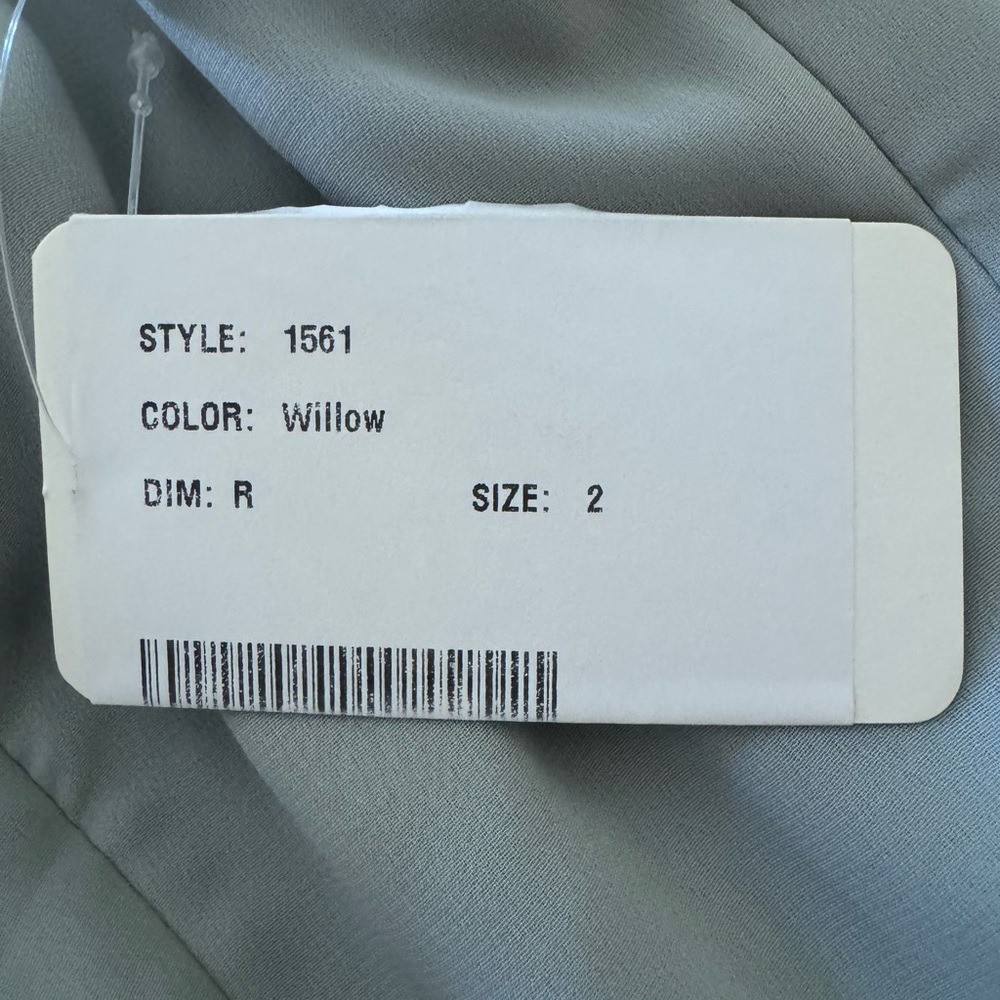 After Six by Dessy Draped 1-Shoulder Maxi Dress w/Scarf Bow, Willow Green Size 2