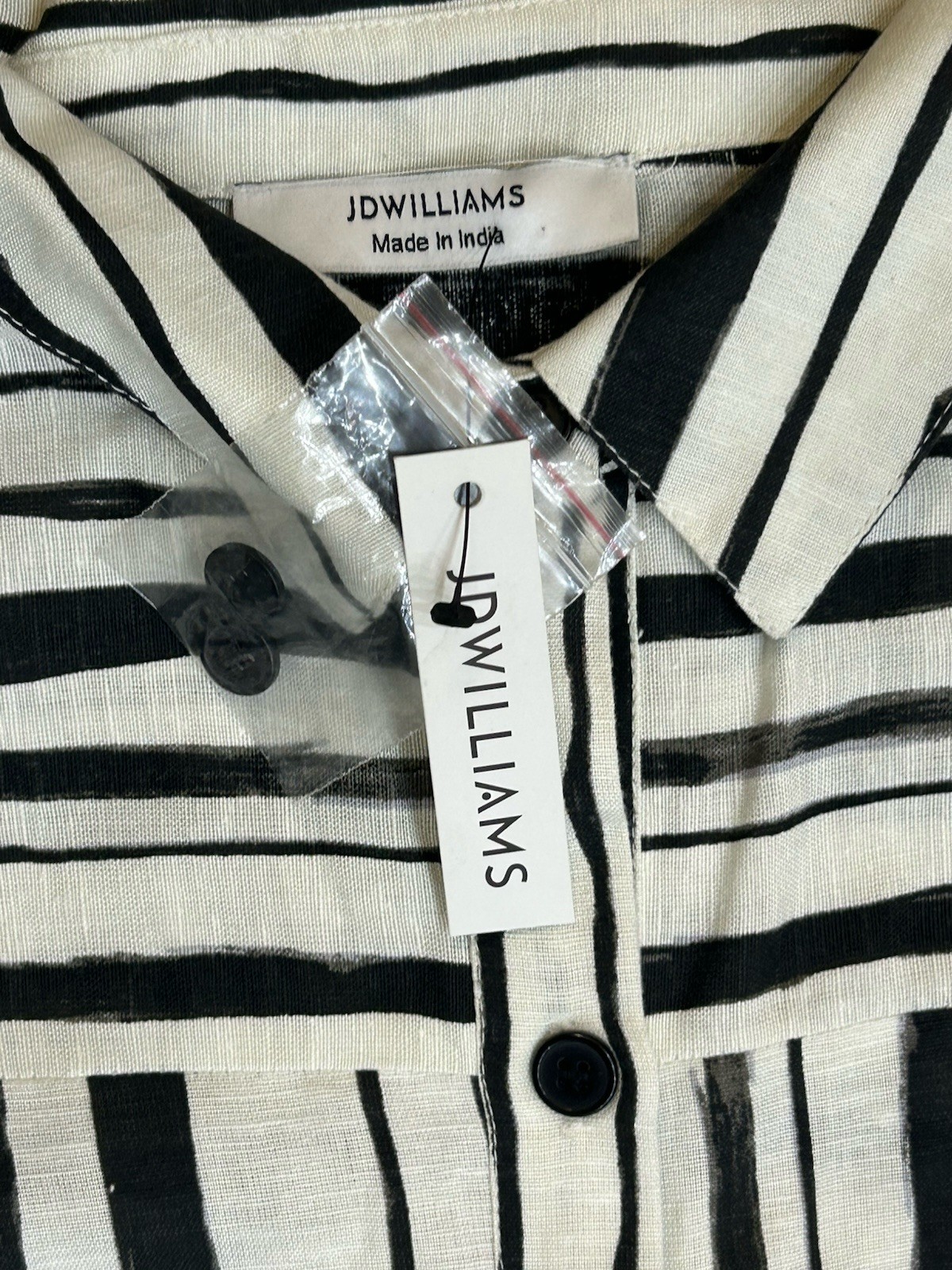 New Tags JD Williams Size 20 Midi Summer Cotton Shirt Dress Mono Stripe Print