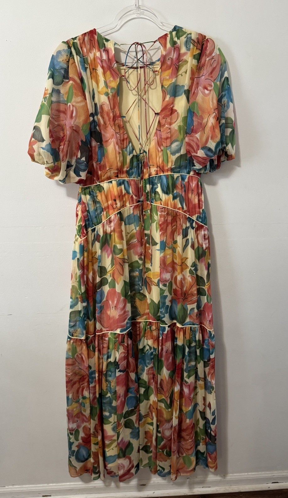 ONE33 SOCIAL puff sleeve Floral maxi Gown dress in floral Sz 12