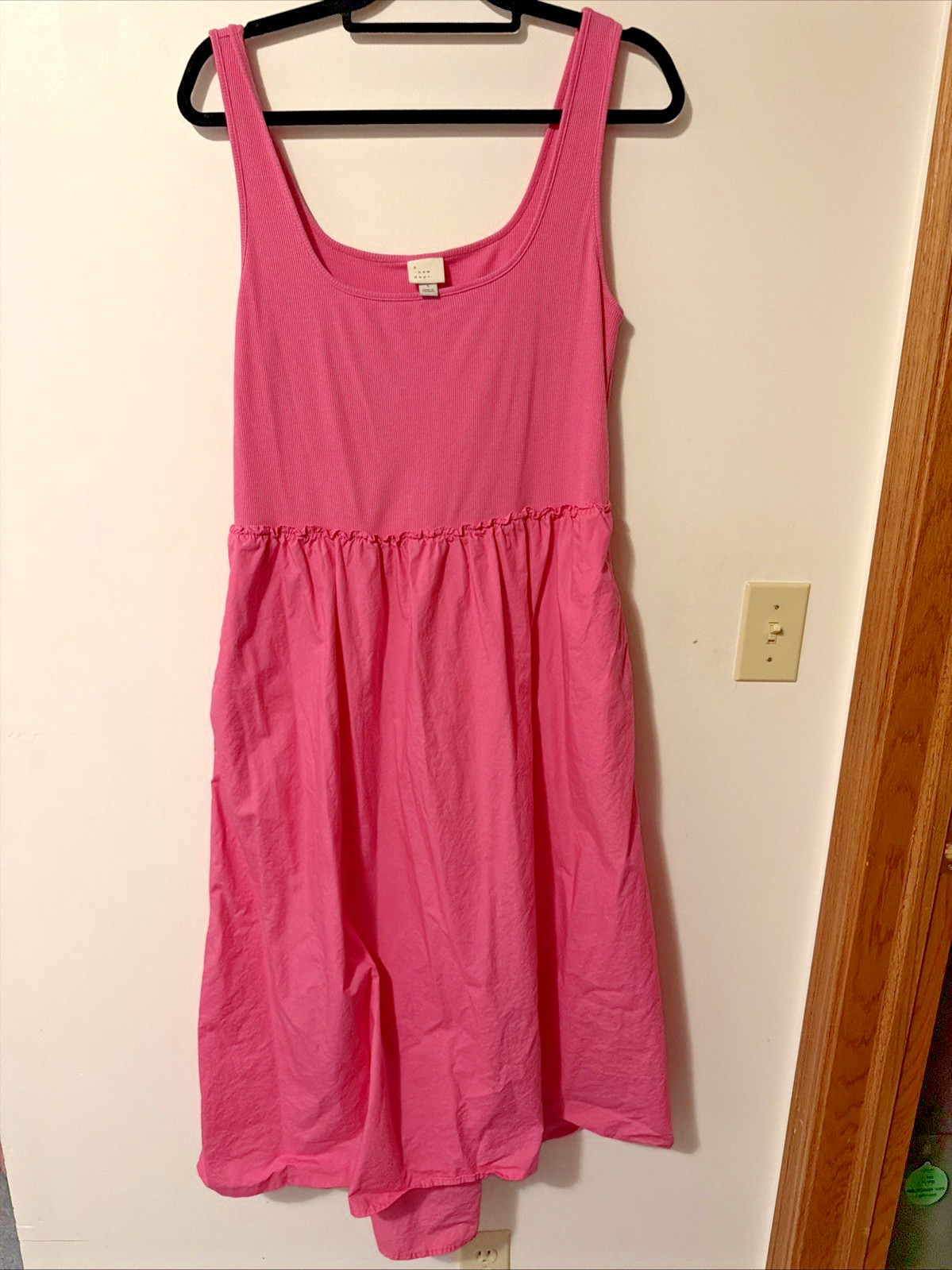NEW NWT Pink Sz Large Sleeveless High Low Casual Dress Side Pockets A NEW DAY