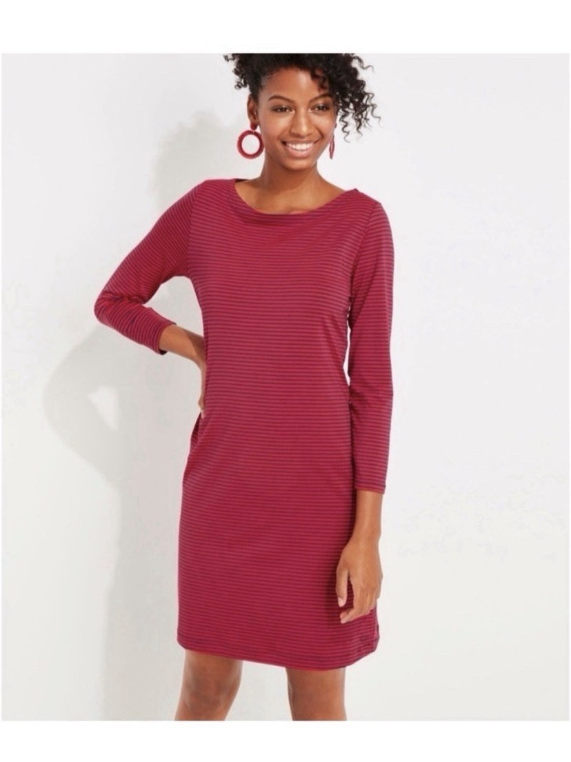 Vineyard Vines Red And Navy Blue Striped Sankaty Dress Size XL