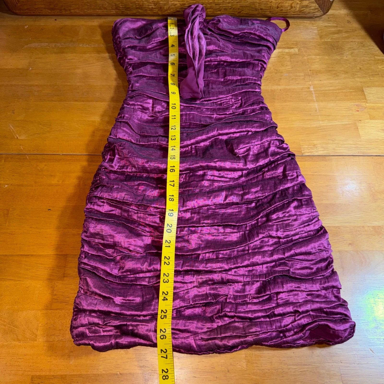 BCBGMAXAZRIA Womens Ruched Halter Mini Dress Magenta Metallic Size Small
