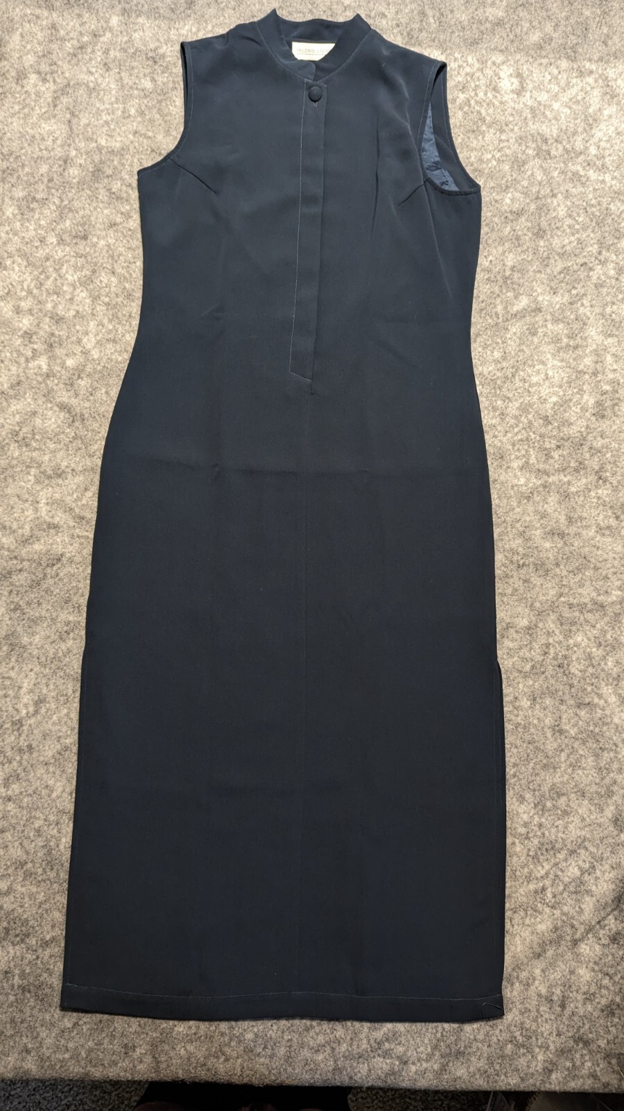 Vintage VALERIE STEVENS Dress 8 Blue Sleeveless Band Collar 1/2 Button Up Long