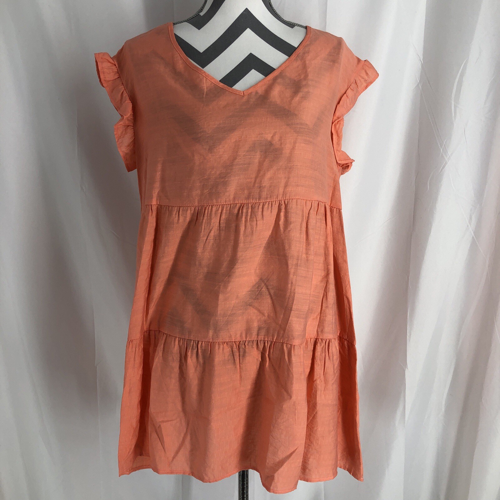 Doubleju Coral V Neck Flutter Sleeve Dress Size Large