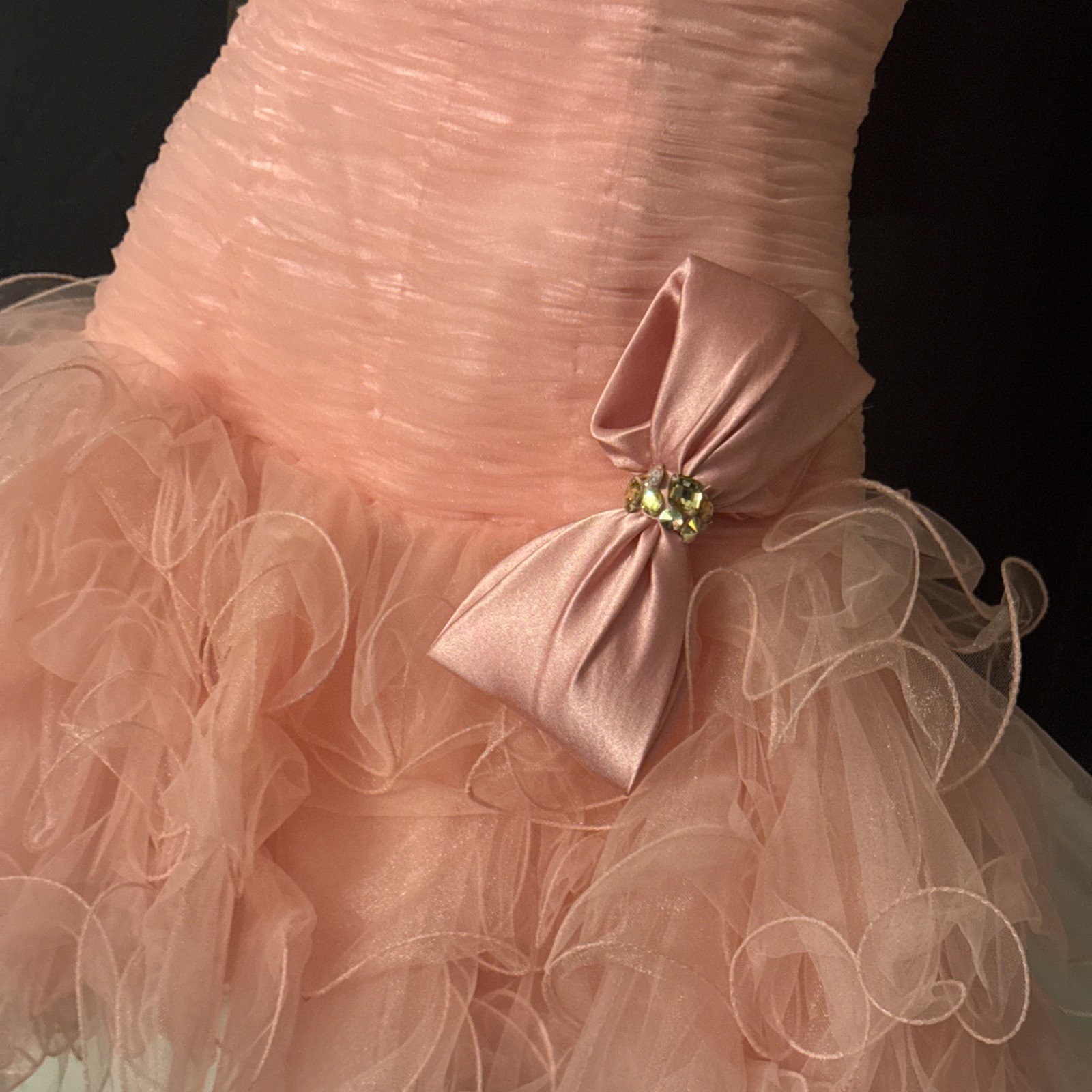 SHERRI HILL Homecoming Prom Formal Bubblegum Pink Ruffle Bow Tutu Dress Size 6