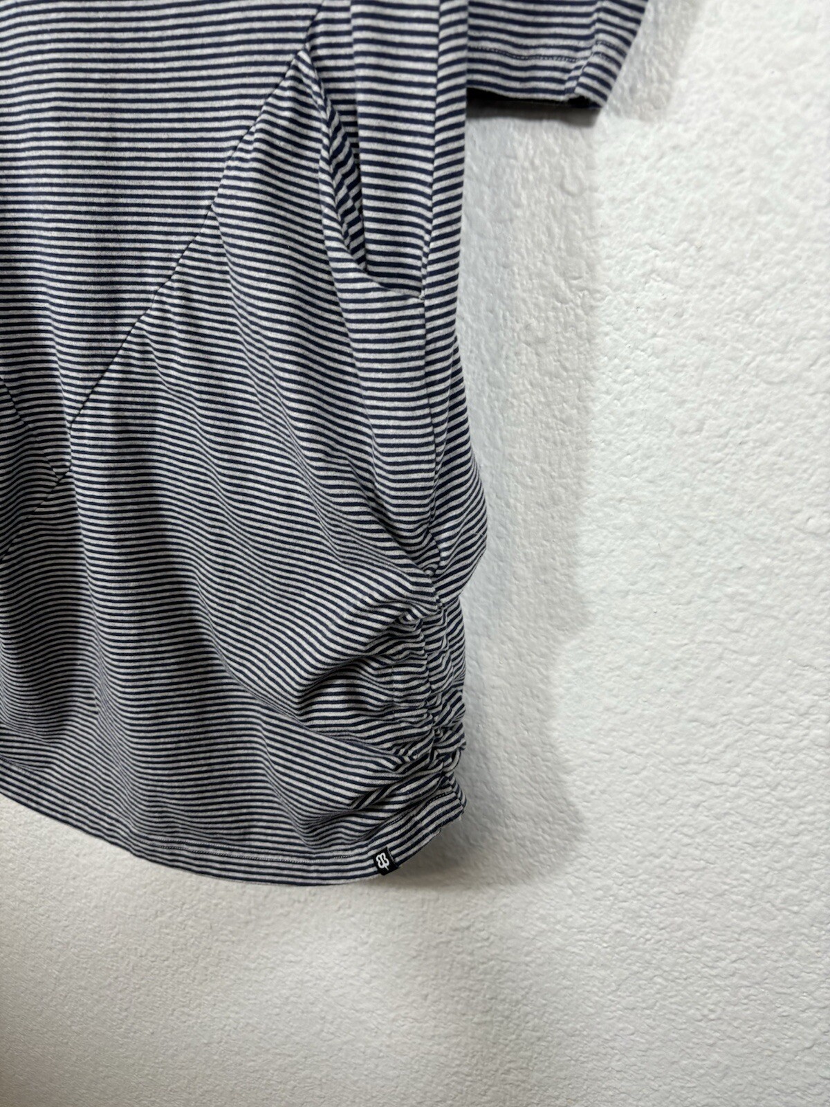 Betabrand Athletic Dress Size L Striped Ruched Sides Cotton Blend Pockets