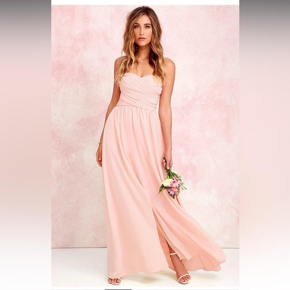 Moonlight Serenade Peach Strapless Dress
