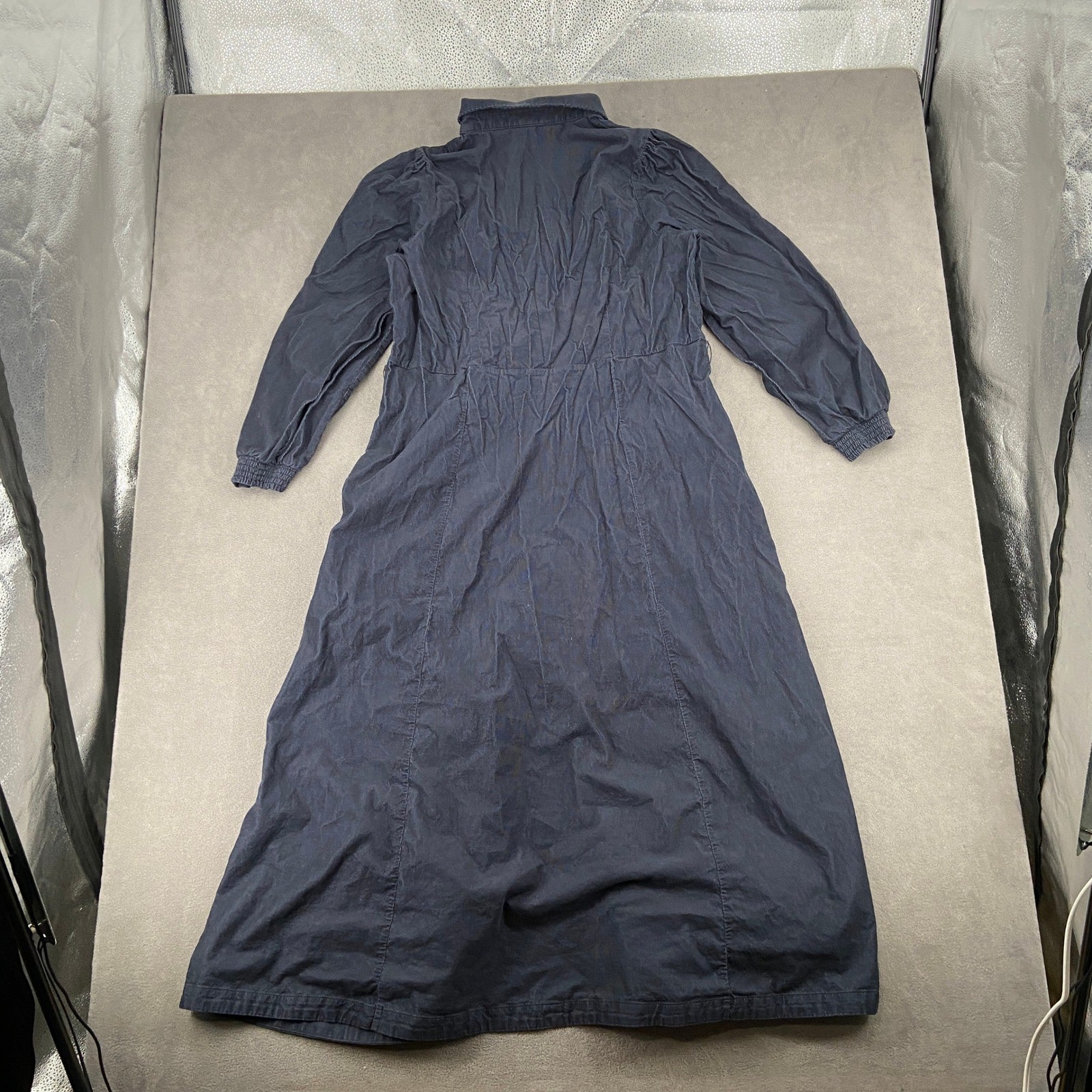 Boden Navy Blue Corduroy Maxi Shirt Dress Long Sleeve Cotton Pockets US 20-22 L