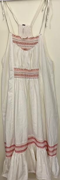 Free People Ivory Linen Blend Maxi Dress L Embroidered Empire Waist Side Slits