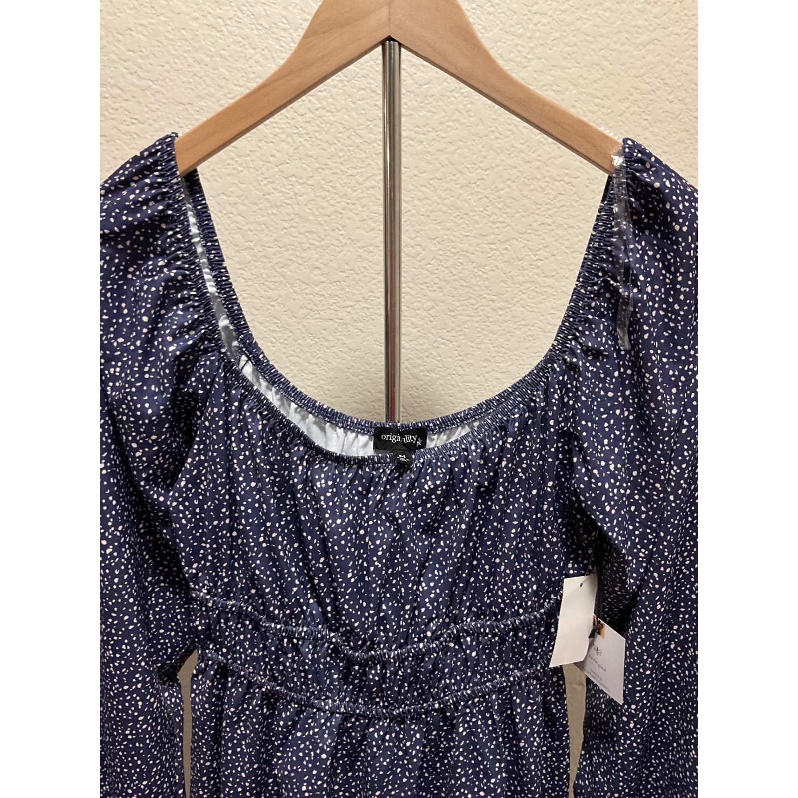 Originality dress Floral Square Neck Smocked Waist Long sleeve size m