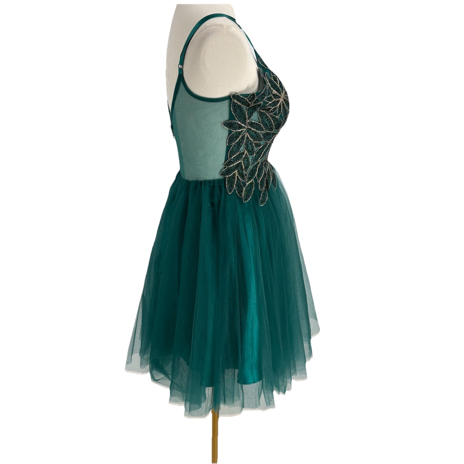 VTG Y2K Blondie Nights Womens Mesh Mini Dress 3 Green Beaded Fairy Mermaid Hoco
