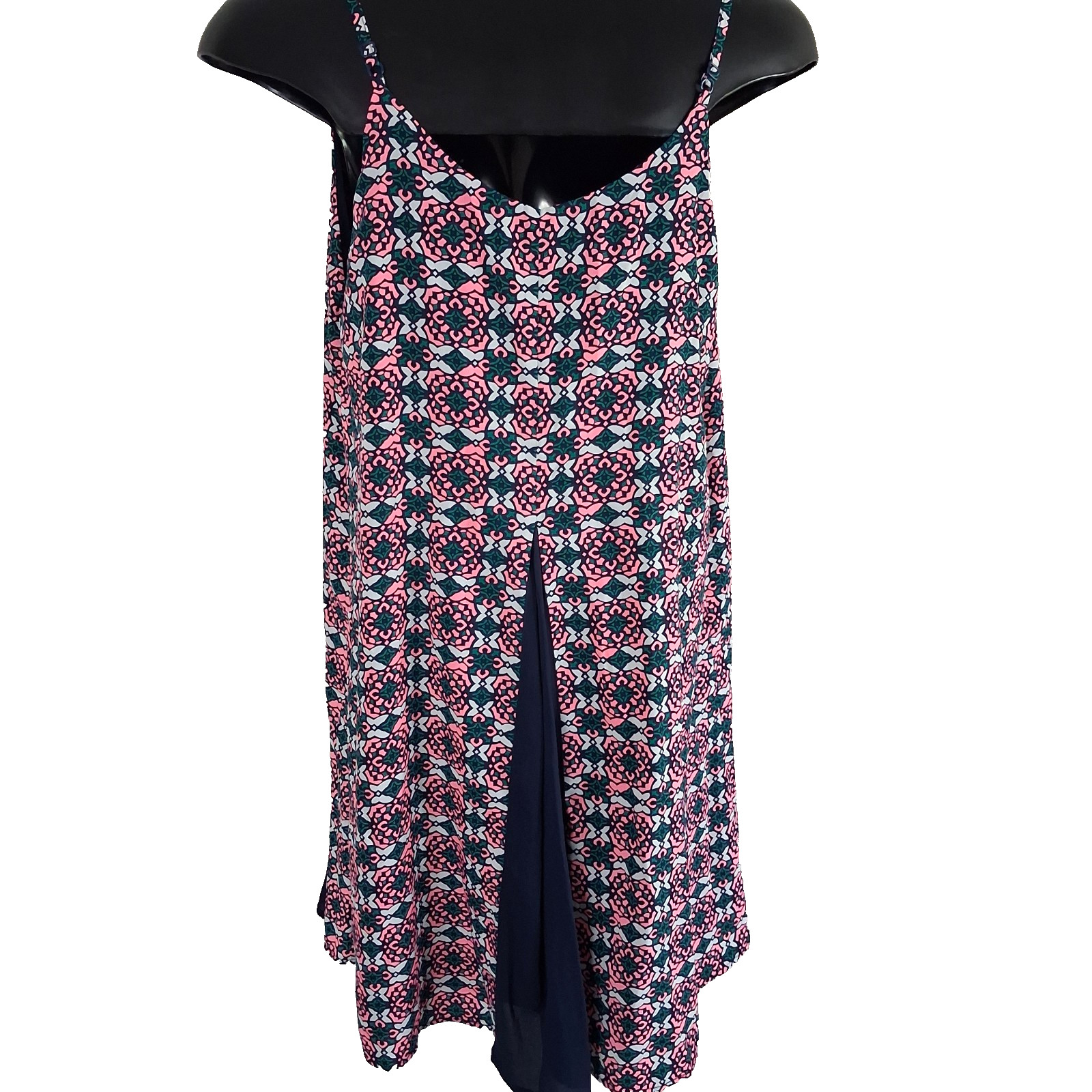 SugarLips Vibrant Geometric Print Flattering Swing Dress w/spaghetti straps Sz M