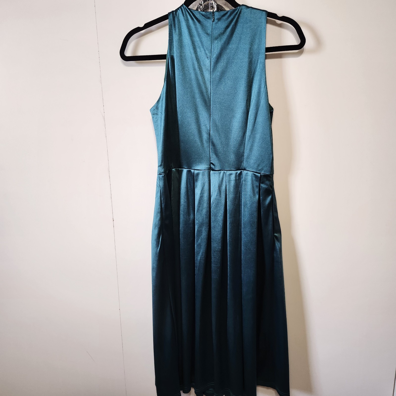 Belle Poque Vintage Teal Satin Twisted Cocktail Dress With Black Belt Size S