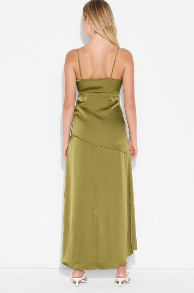 Women’s Satin Asymmetrical Maxi A LineDress Size S Wild Fable™ Olive Green