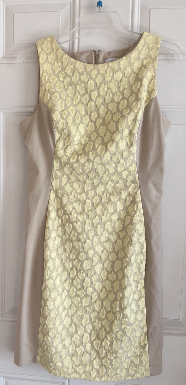 Badgley Mischka Dress Women’s 8 Belle Tan Lime Cheetah Print Sleeveless Lined