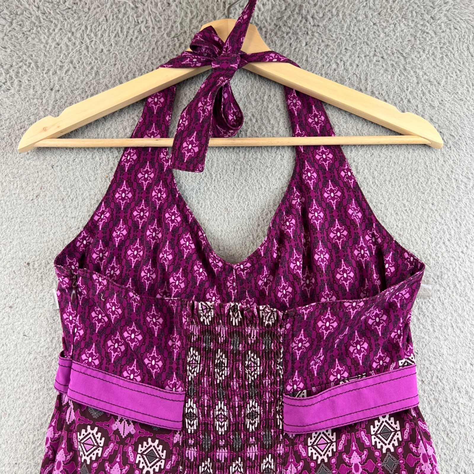 Athleta Sundress polyester&spandex halter backless sz 6 Purple side zipper