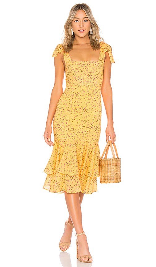 Lovers & Friends Day Keeper Midi Floral 100% Cotton Lined Dress XS