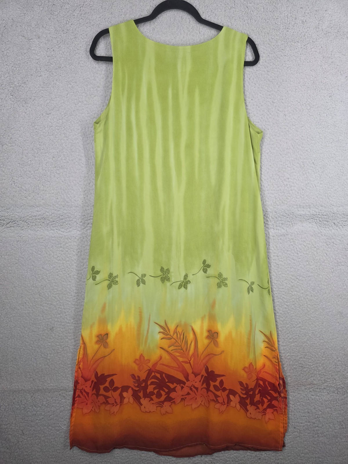 Lime Green Shift Dress 14p 14 Petite A Wild Thyme Y2k 90s Beach Midi Slits