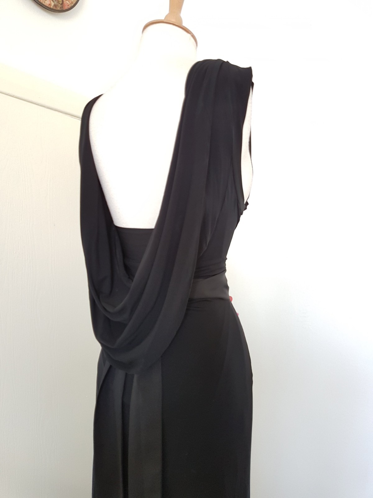 COAST dress size 12 black cowl maxi long evenin grecian Prom party wedding Guest