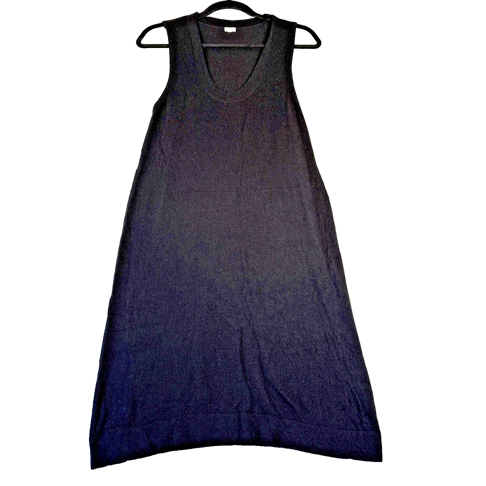 J.Crew Wool Cashmere Blend Sweater Dress Women’s M Black Sleeveless Shift Midi