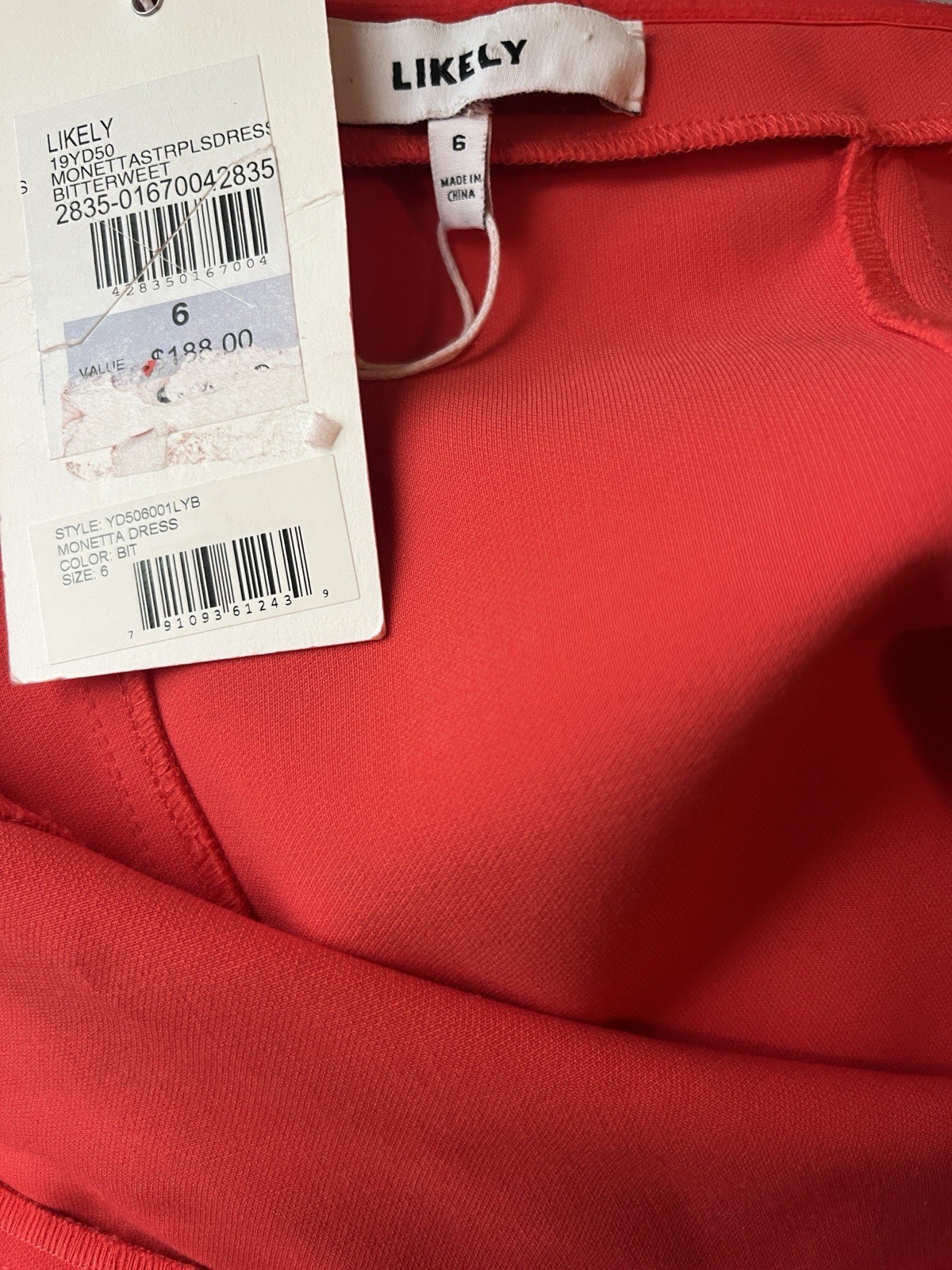 Likely NEW Monetta Strapless Ruffle cocktail mini Dress Bittersweet SZ 6