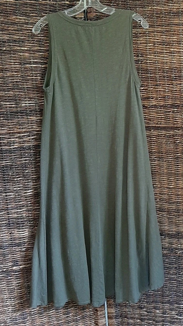 Caslon Sleeveless Midi Tank Dress Medium Green Tiered Modal Minimalist Capsule