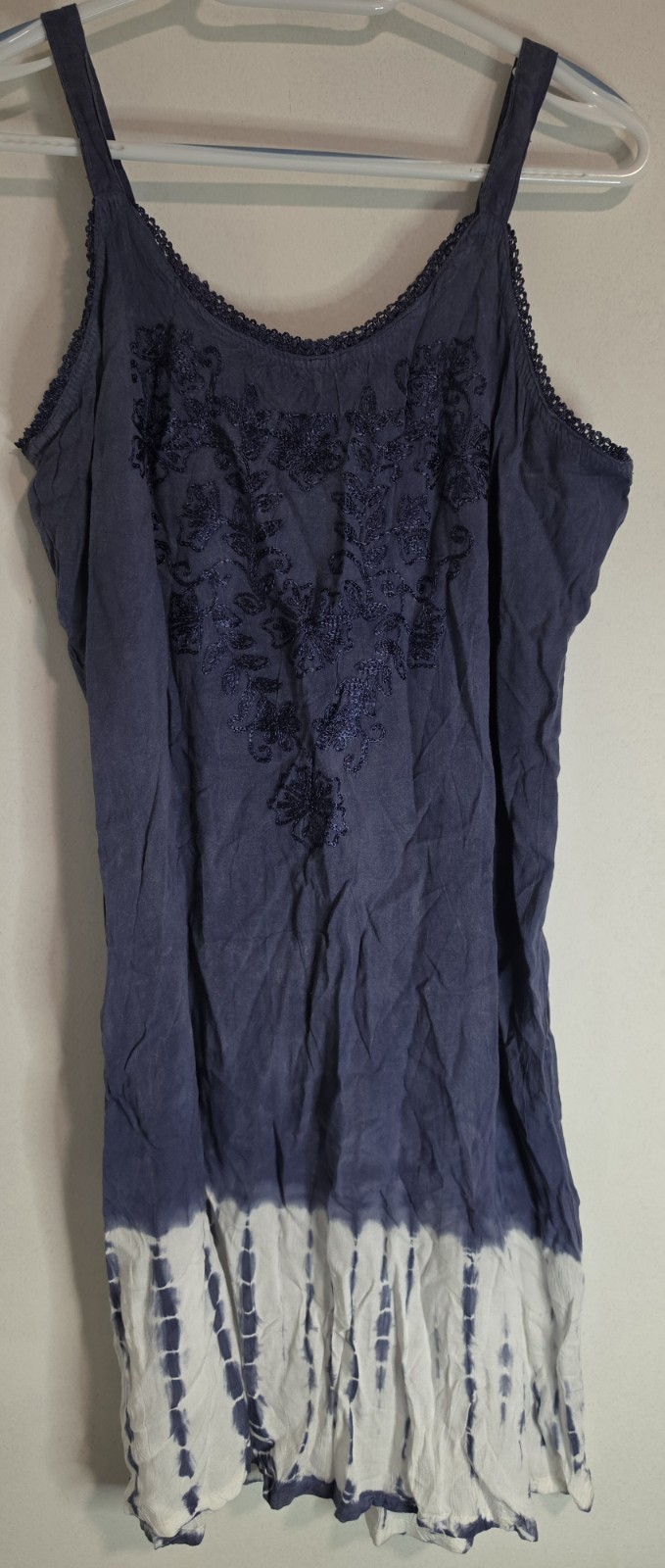 NWT Women’s Sundress By India Boutique Free Size In Deep Blue With Embroidery…