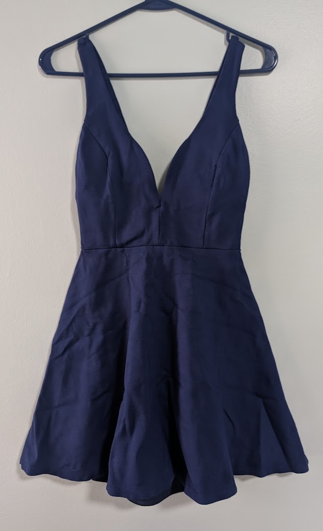 Lulus – Love Galore Navy Blue Skater Dress – S