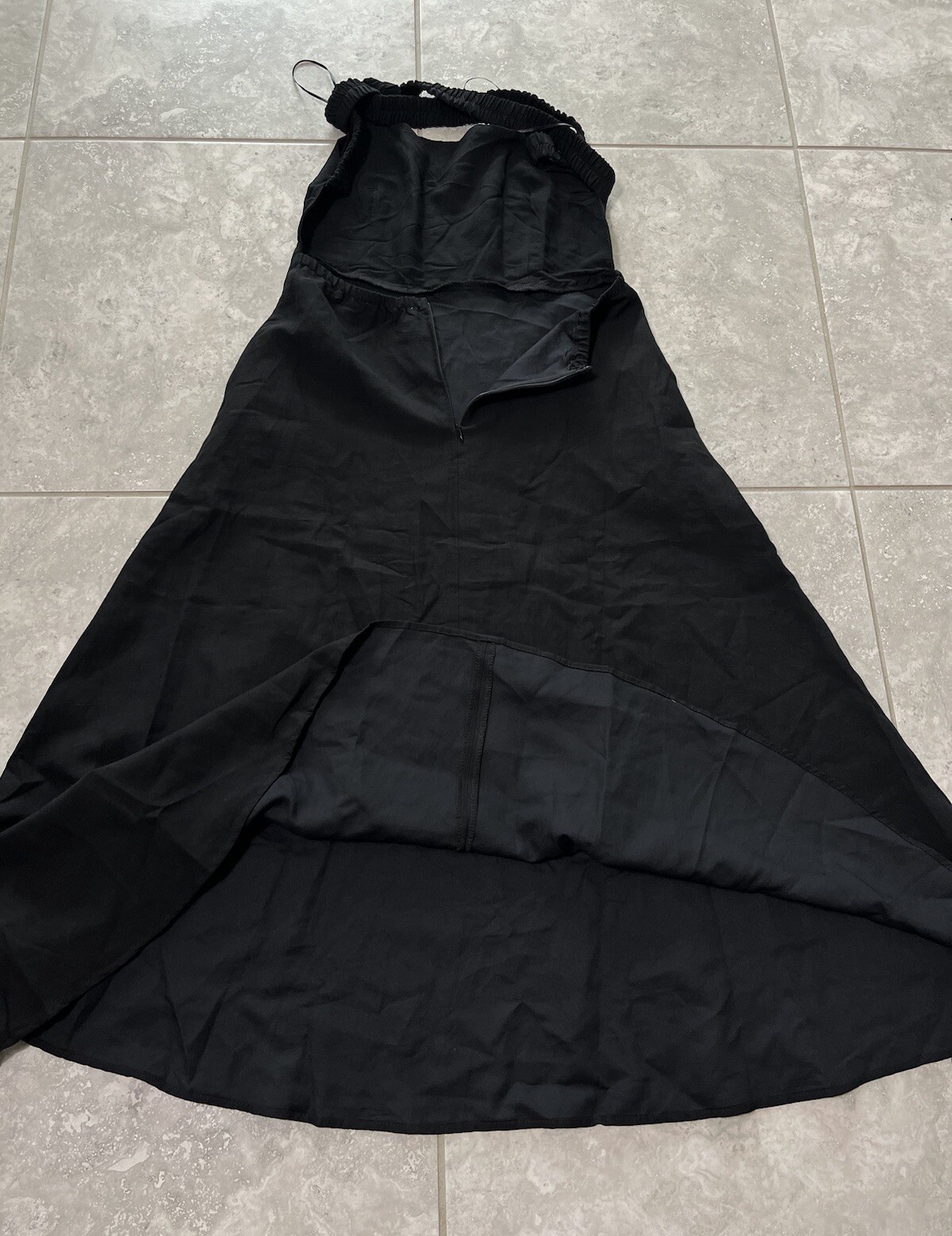 ASTR Valenz Linen Blend A Line Square Neck Criss Cross Back Midi Dress Black M