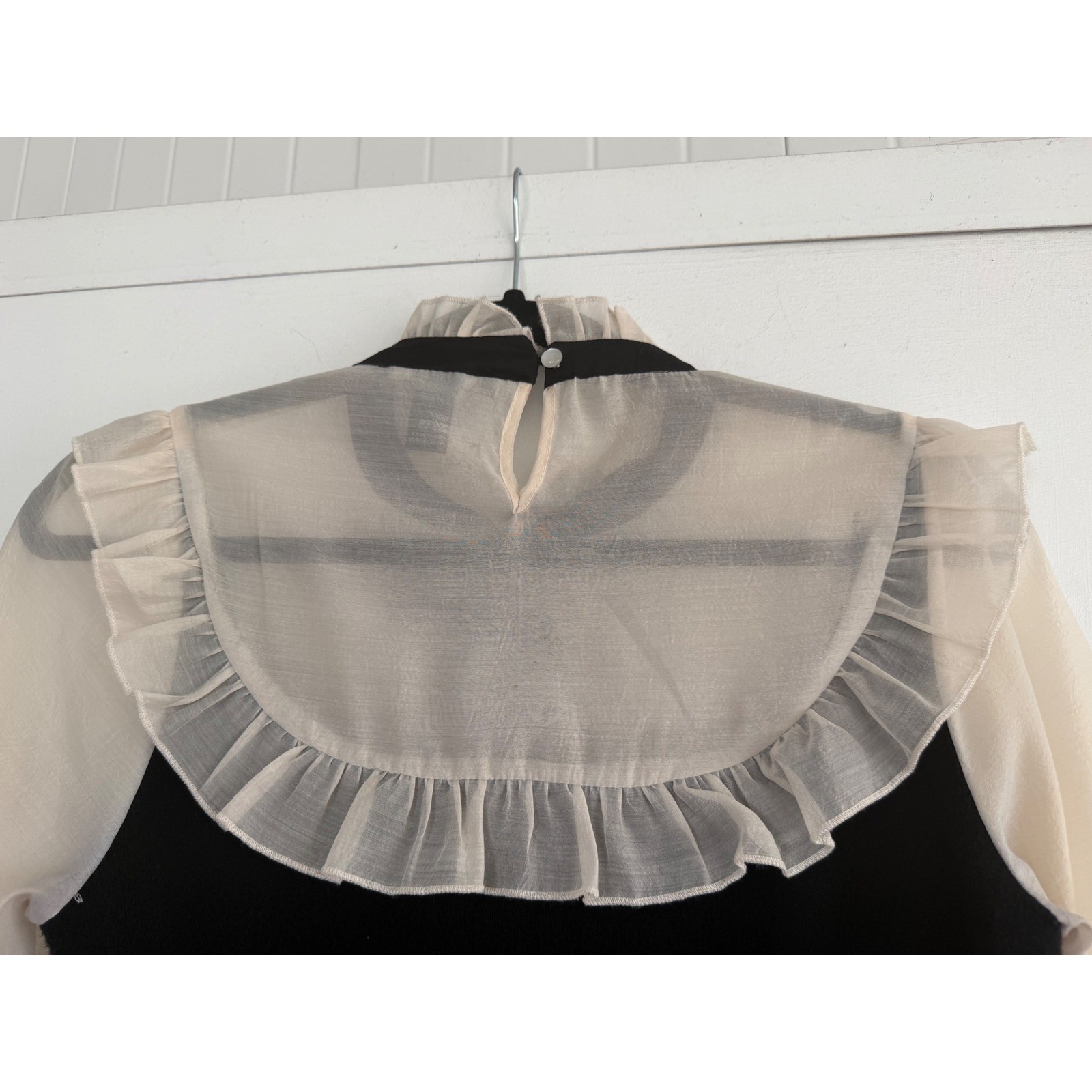 Forever 21 Black & Ivory Sheer Bow Dress Women’s Medium Coquette Dark Academia