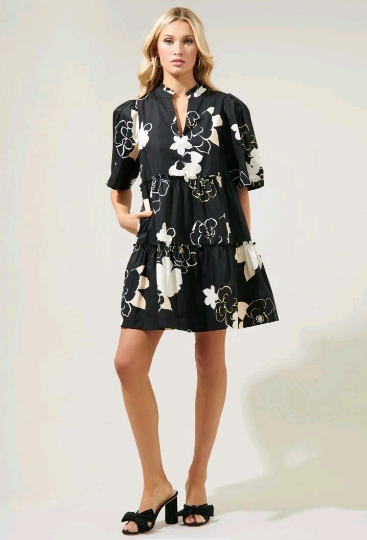 Sugarlips Cairan Rose Floral Dixie Split Neck Shift Dress NWT Size XL Cotton