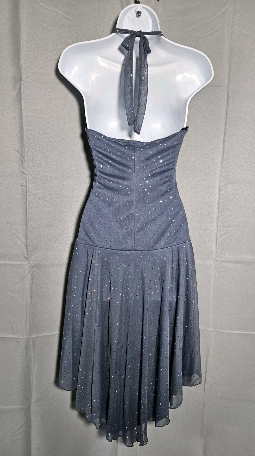Jodi Kristopher Y2K Whimsy Babydoll Fairy Asymmetric Gray Sparkle Rouch Mini M