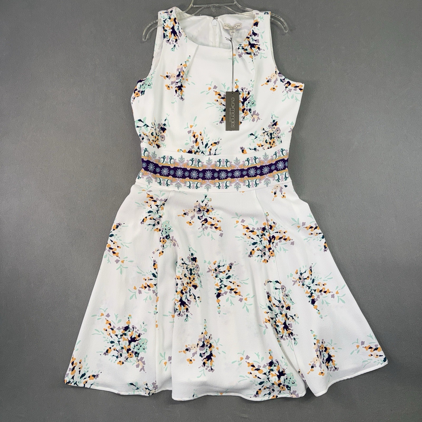 Women’s Eva Mendes New York & Company Floral Flare Dress White Size 10