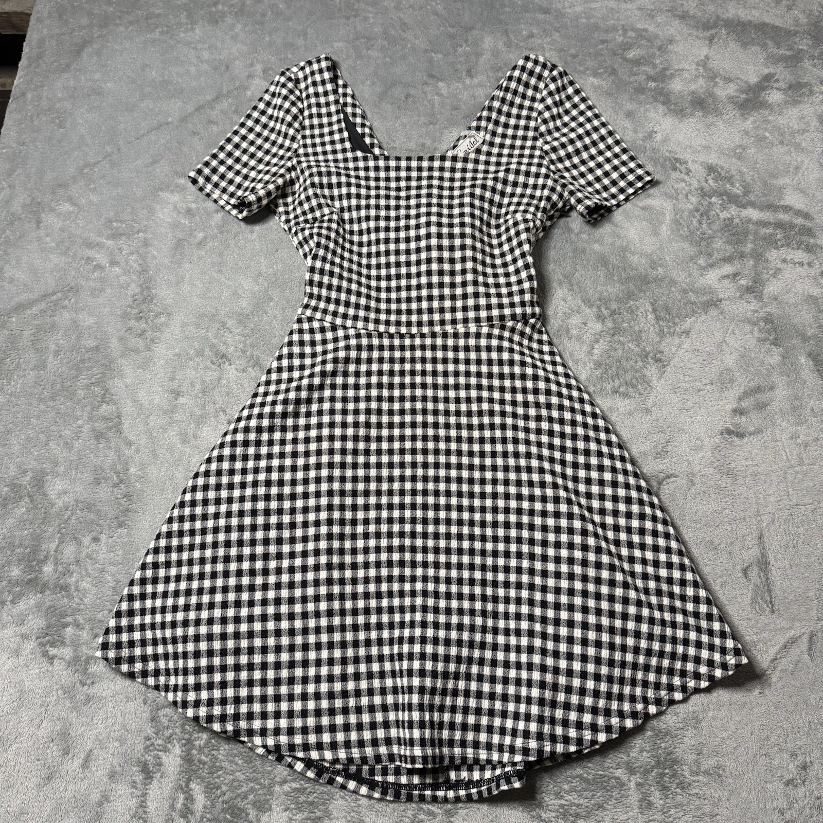 SNIDEL Dress Plaid Black Bow Back Womens Size 1 (Approx. S) Made In Japan