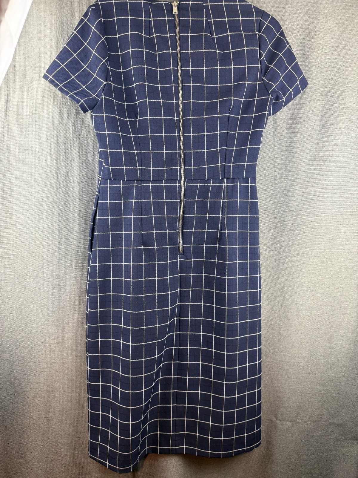SweetSalt Navy Blue White Check Dress Size S Work Office Modest Classy Pencil