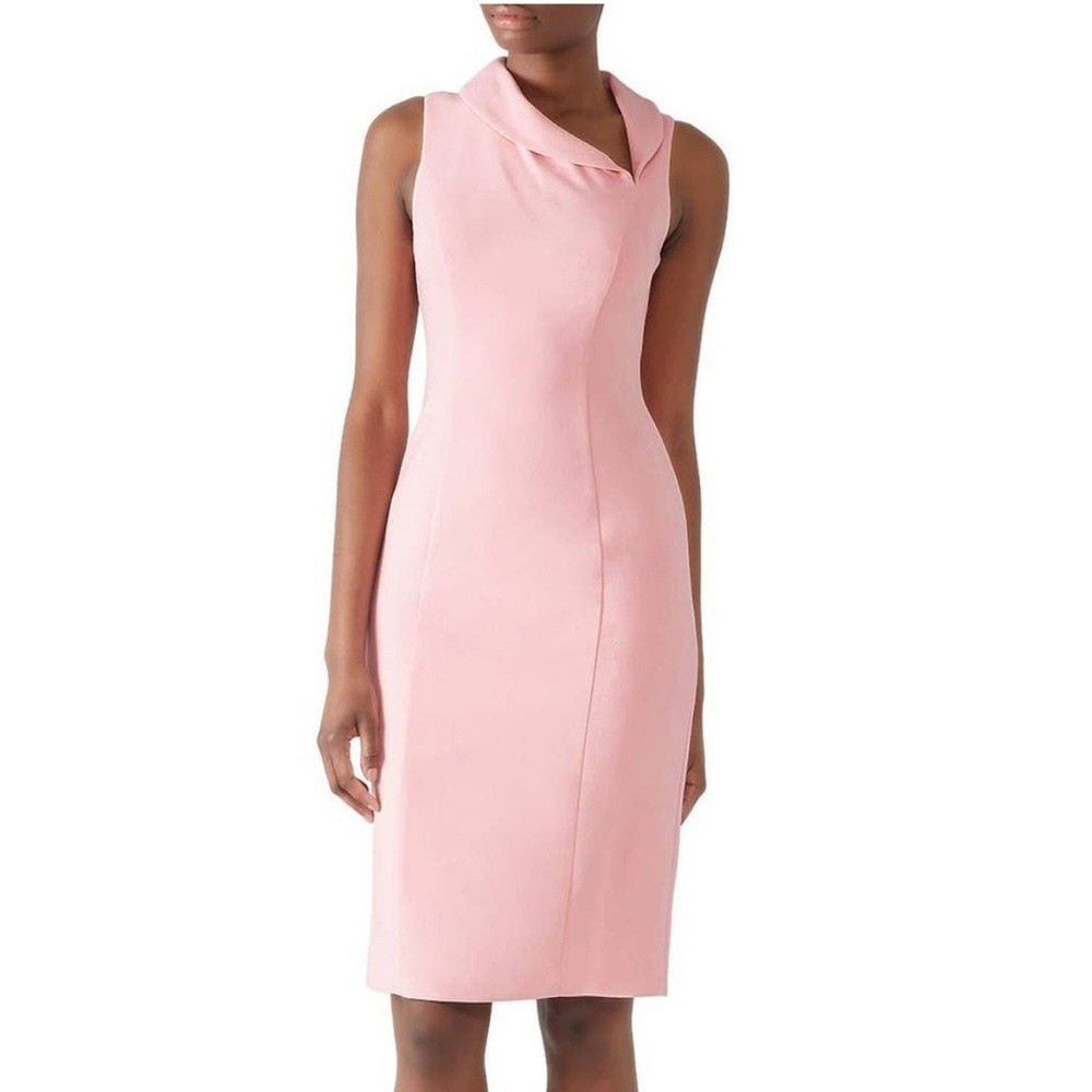 Black Halo Asymmetrical Light Pink Blaze Sheath Dress Sleeveless Collar Career