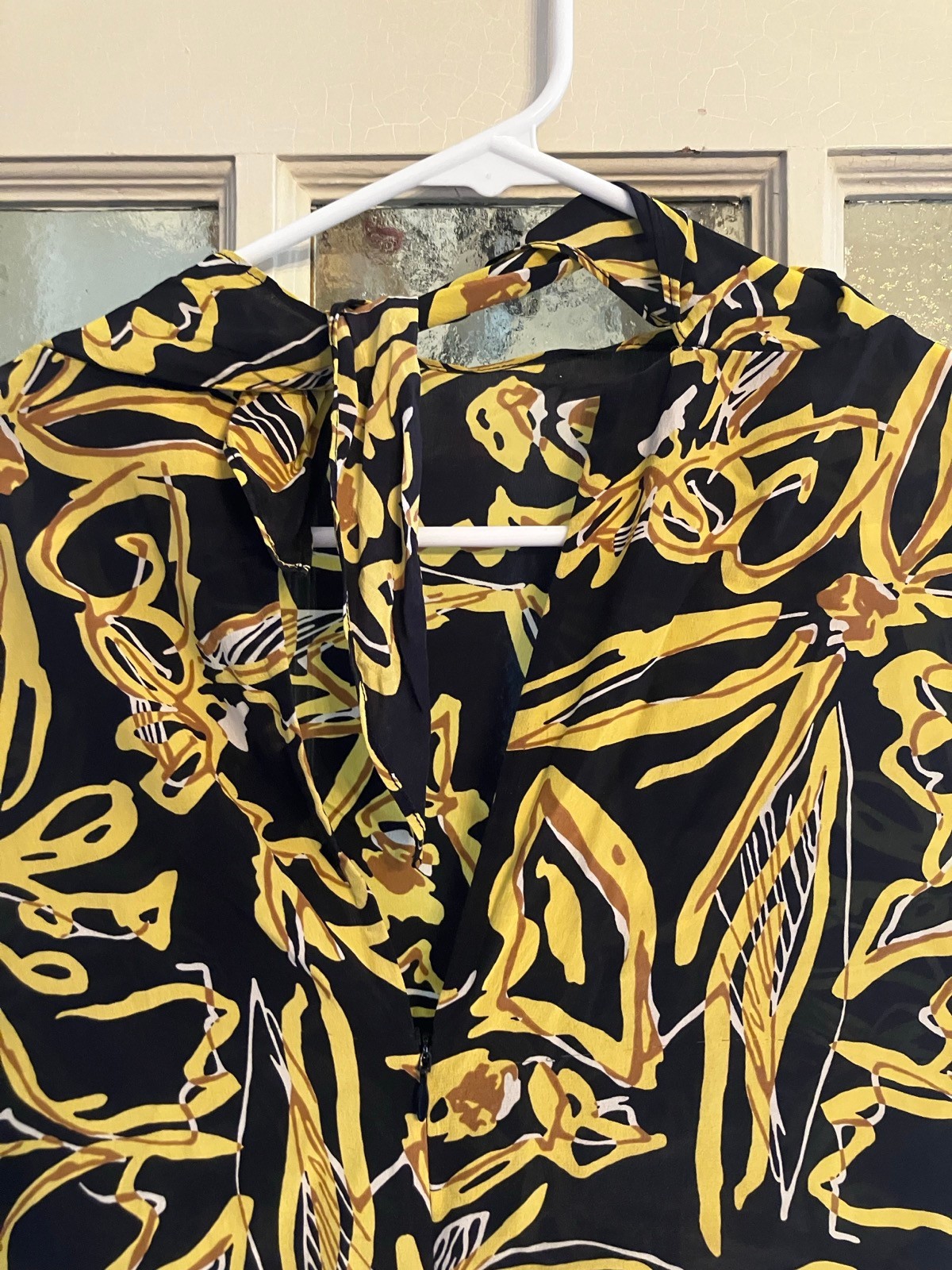 Diane Von Furstenberg Black and Yellow 100% Silk Dress