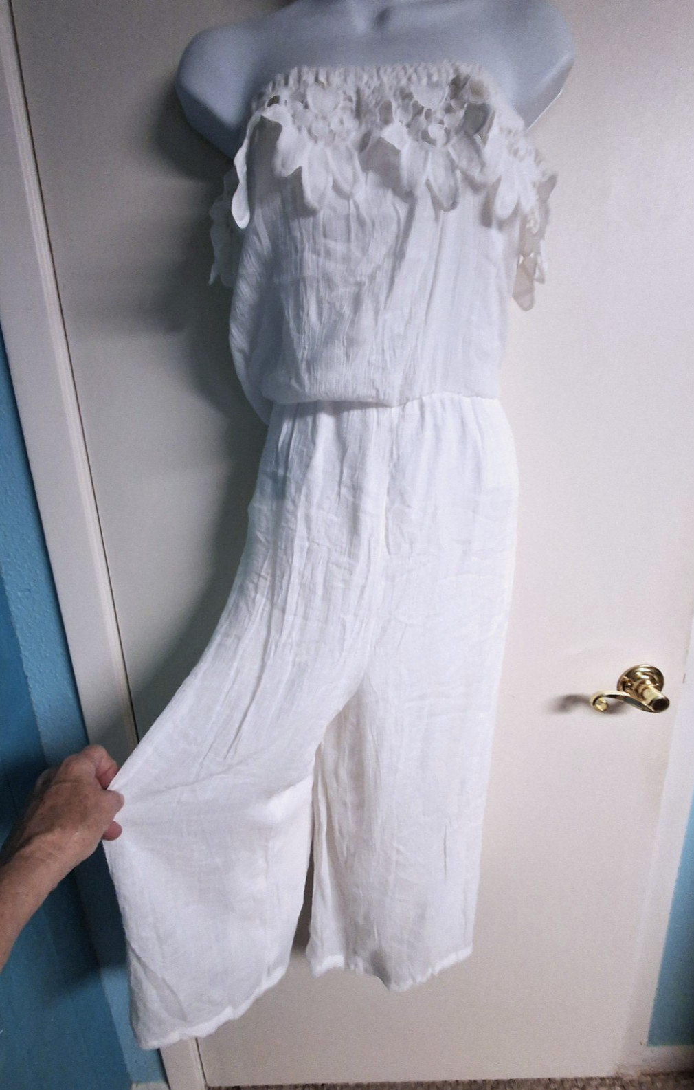 J GEE Lace Bodice ROMPER Soft White Special Occasion Romantic Sz M