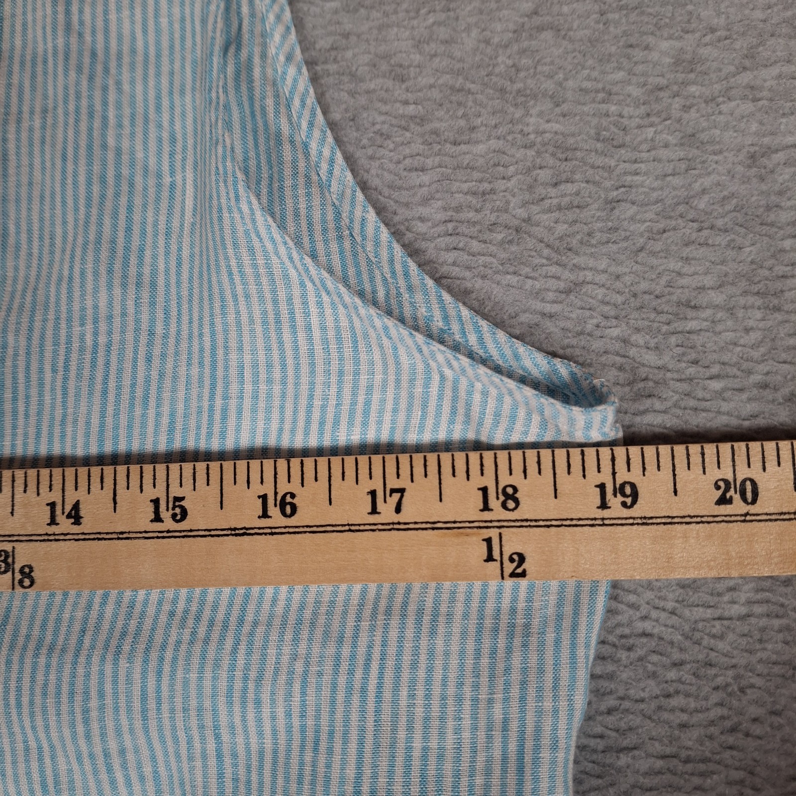 Frank & Eileen Daphne Linen Dress Small Blue White Stripe Maxi Pockets Coastal